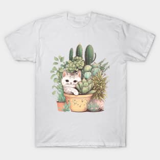 Cat and Plants T-Shirt